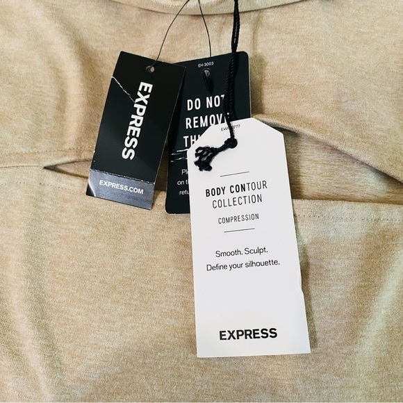 Express New Size L Tan Body Contour Compresssion Cozy Mock Neck Cutout Bodysuit‎ - Picture 7 of 11